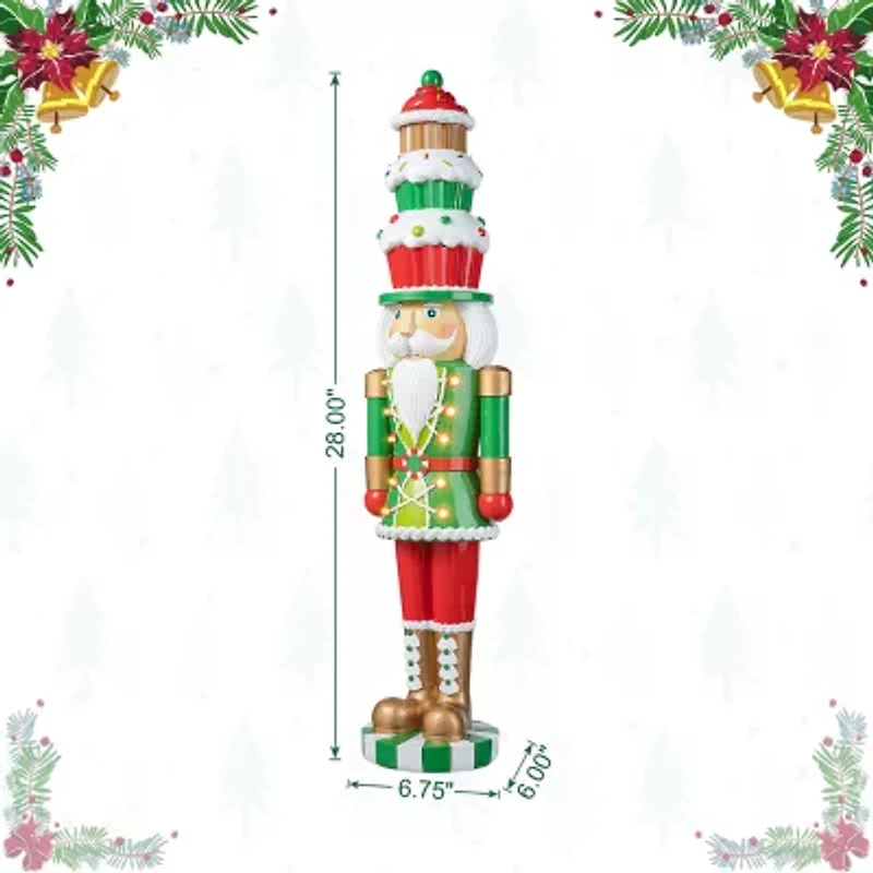 Glitzhome 28" Lighted Resin Nutcracker Christmas Porch Sign