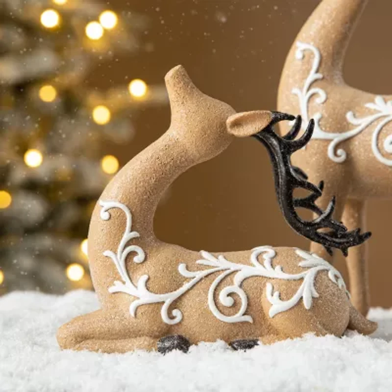Glitzhome Resin Reindeer 2-pc. Christmas Tabletop Decor