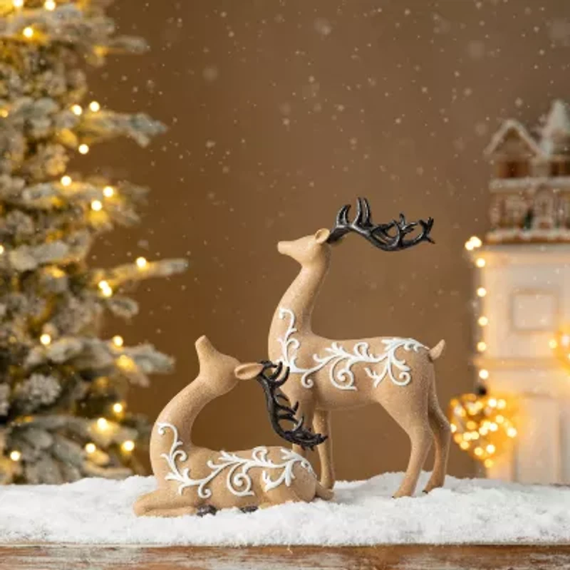 Glitzhome Resin Reindeer 2-pc. Christmas Tabletop Decor