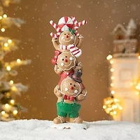 Glitzhome 12.5" Stacked Gingerbread Christmas Tabletop Decor