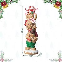 Glitzhome 12.5" Stacked Gingerbread Christmas Tabletop Decor