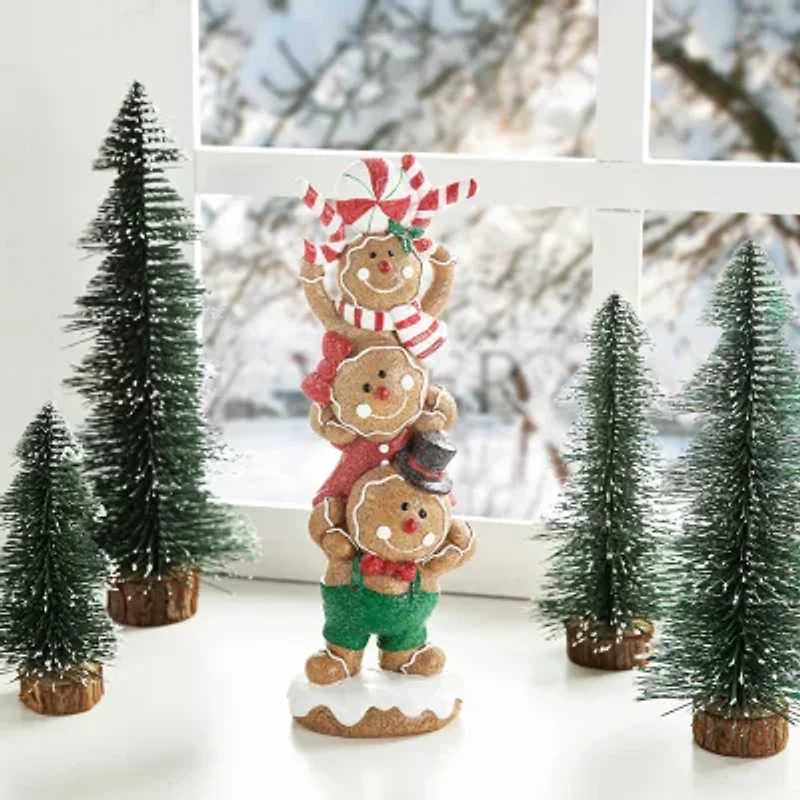 Glitzhome 12.5" Stacked Gingerbread Christmas Tabletop Decor