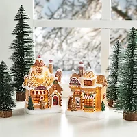 Glitzhome "7.25"" Lighted Gingerbread House" Christmas Tabletop Decor