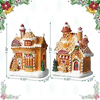 Glitzhome "7.25"" Lighted Gingerbread House" Christmas Tabletop Decor