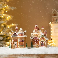 Glitzhome "7.25"" Lighted Gingerbread House" Christmas Tabletop Decor