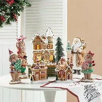 Glitzhome "7.25"" Lighted Gingerbread House" Christmas Tabletop Decor