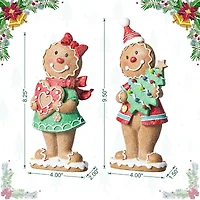 Glitzhome 9.75" Resin Gingerbread 2-pc. Christmas Tabletop Decor