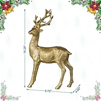 Glitzhome 16.25" Resin Standing Reindeer Christmas Tabletop Decor