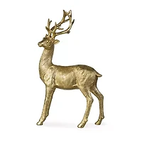Glitzhome 16.25" Resin Standing Reindeer Christmas Tabletop Decor