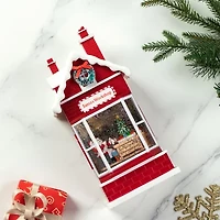 Glitzhome 10.5" Lighted Santa'S Workshop Christmas Snow Globe