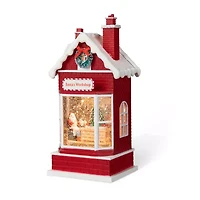 Glitzhome 10.5" Lighted Santa'S Workshop Christmas Snow Globe