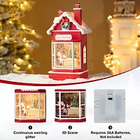 Glitzhome 10.5" Lighted Santa'S Workshop Christmas Snow Globe