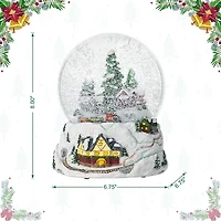 Glitzhome 8" Snowflakes Village Christmas Snow Globe
