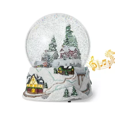 Glitzhome 8" Snowflakes Village Christmas Snow Globe
