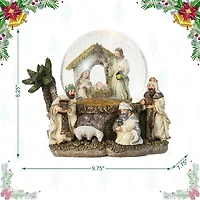 Glitzhome 8.25" Snowflakes Nativity Christmas Snow Globe
