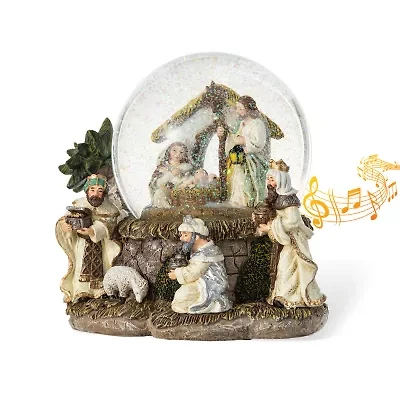 Glitzhome 8.25" Snowflakes Nativity Christmas Snow Globe