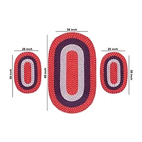 Better Trends Country Stripe Braided 3 Pc Oval Rug Set