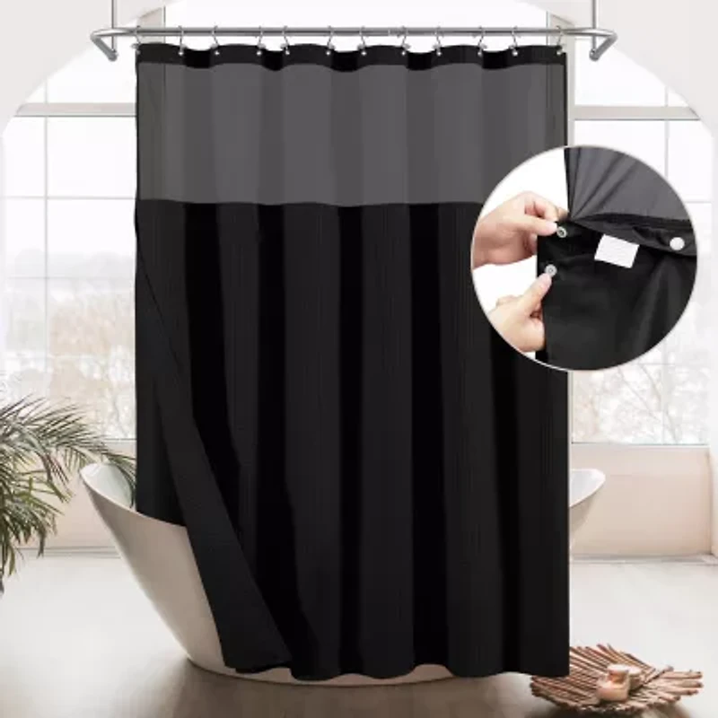 Awesome Home™ Waffle With Snap Liner Shower Curtain