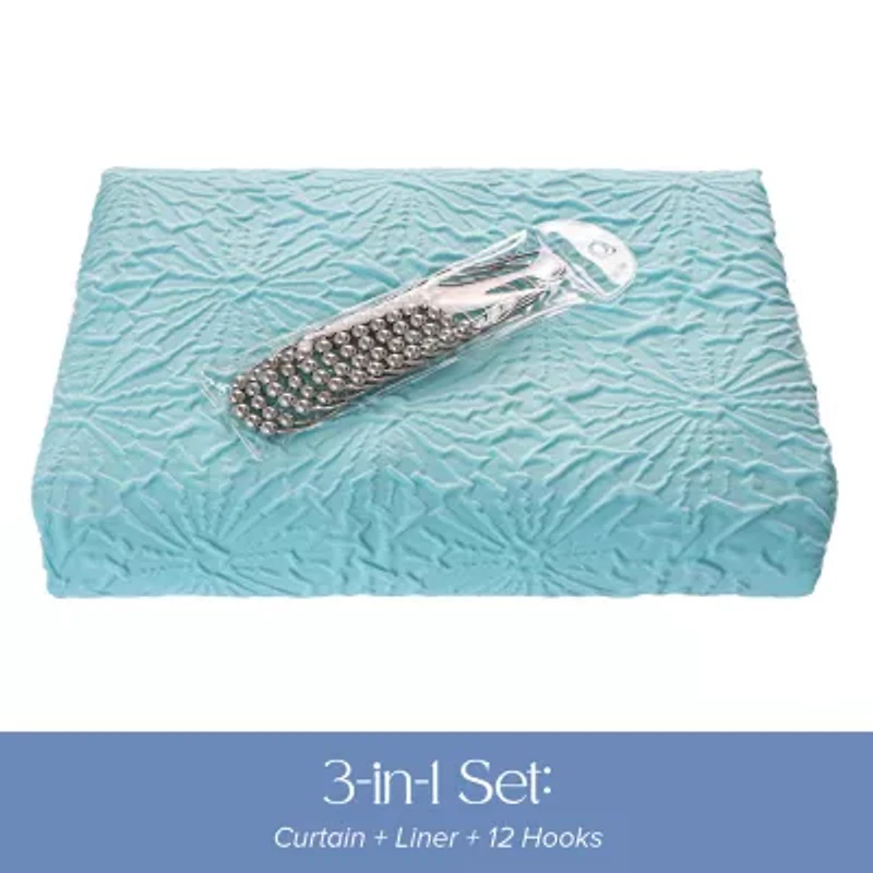 Awesome Home™ Starburst Snap In Liner Hooks Set Shower Curtain Set