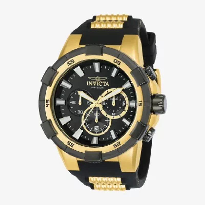 Invicta Aviator Mens Gold Tone Stainless Steel Bracelet Watch 23693