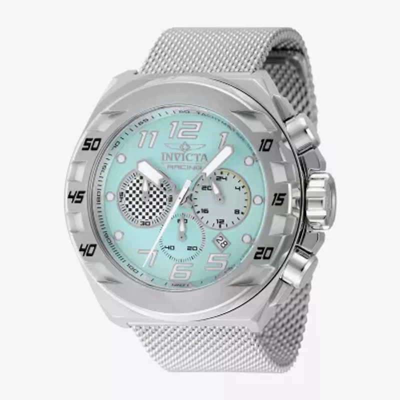 Invicta Racing Mens Silver Tone Stainless Steel Bracelet Watch 47202