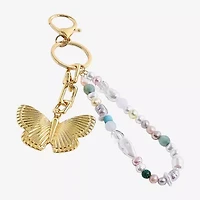Bijoux Bar Gold Tone Butterfly Flower Bag Charm