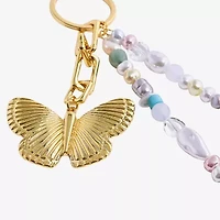 Bijoux Bar Gold Tone Butterfly Flower Bag Charm