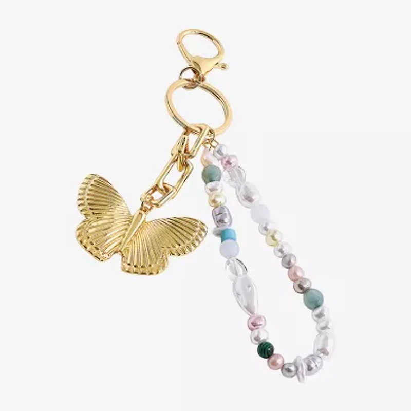 Bijoux Bar Gold Tone Butterfly Flower Bag Charm