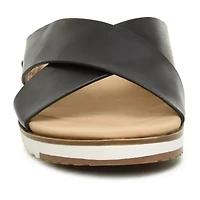 Nicole Miller Womens Criss Cross Strap Flat Sandals