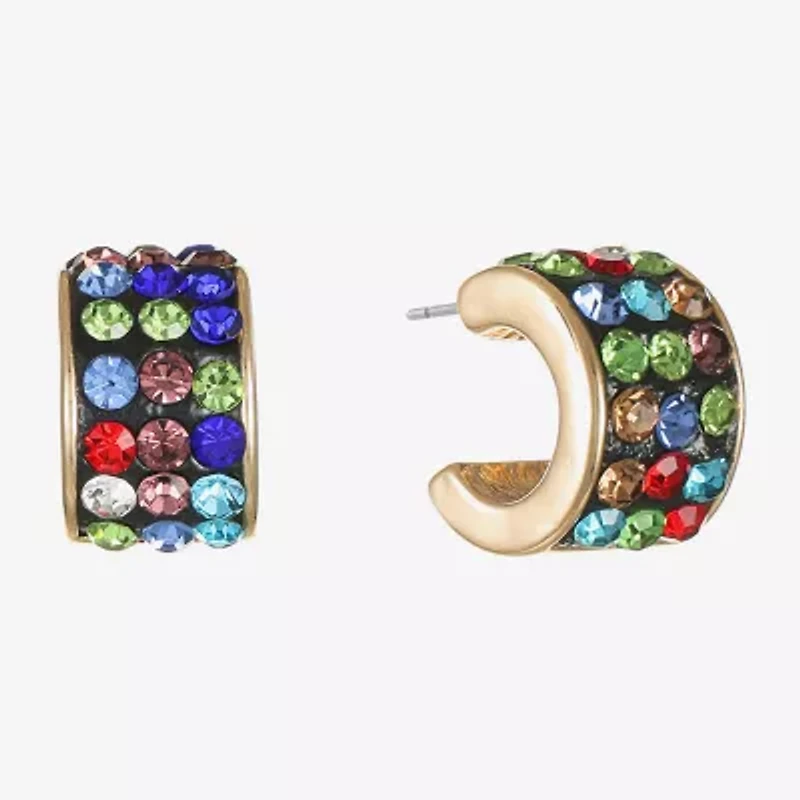 Monet Jewelry Huggie Womens Multi Color Glass 13.5mm Hypoallergenic Hoop Earrings