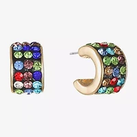 Monet Jewelry Huggie Womens Multi Color Glass 13.5mm Hypoallergenic Hoop Earrings