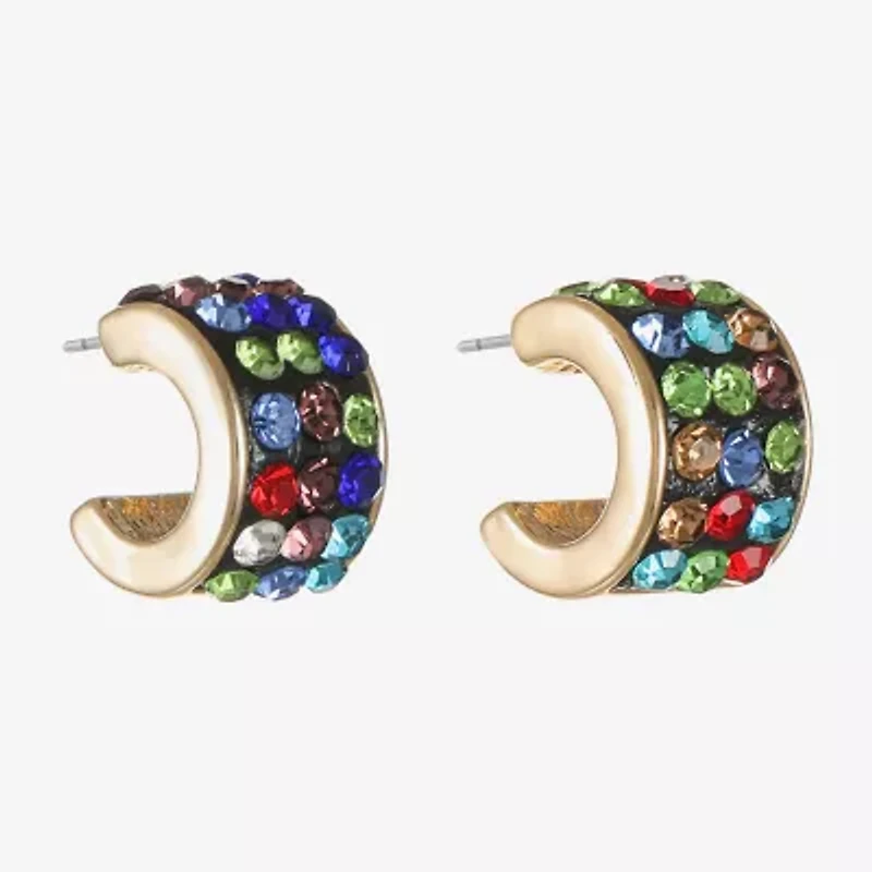 Monet Jewelry Huggie Womens Multi Color Glass 13.5mm Hypoallergenic Hoop Earrings