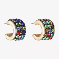 Monet Jewelry Huggie Womens Multi Color Glass 13.5mm Hypoallergenic Hoop Earrings