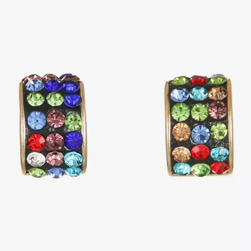 Monet Jewelry Huggie Womens Multi Color Glass 13.5mm Hypoallergenic Hoop Earrings