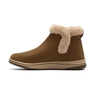 Clarks Womens Breeze Fur Flat Heel Booties