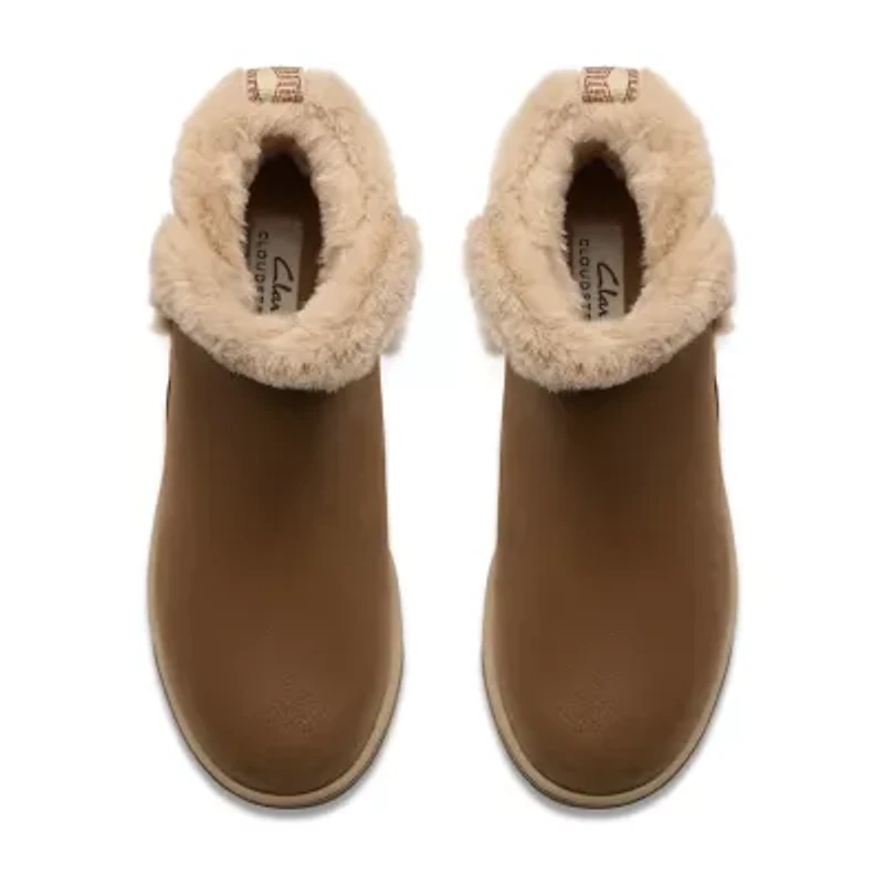 Clarks Womens Breeze Fur Flat Heel Booties