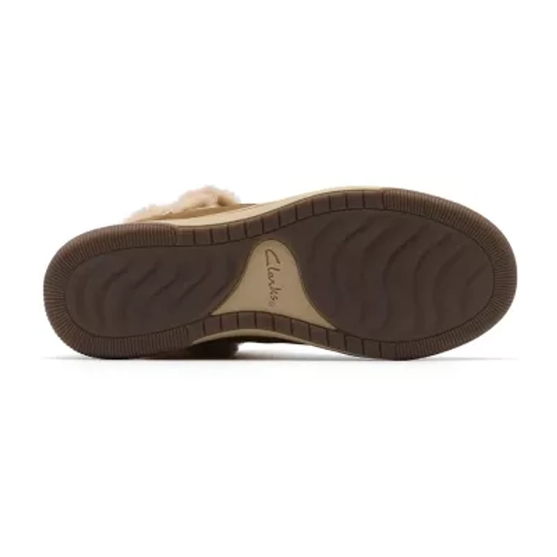 Clarks Womens Breeze Fur Flat Heel Booties