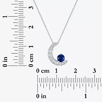 Womens Lab Created Blue Sapphire Sterling Silver Moon 16 Inch Pendant Necklace