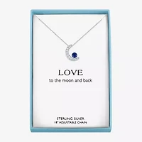 Womens Lab Created Blue Sapphire Sterling Silver Moon 16 Inch Pendant Necklace