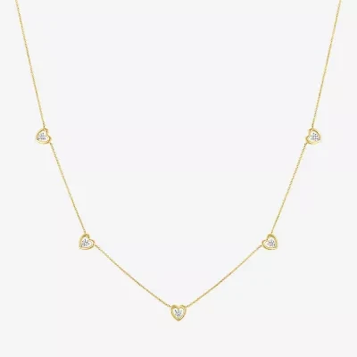 (G-H / Si2-I1) Womens 1/3 CT. T.W. Lab Grown White Diamond 10K Gold Heart 18 Inch Pendant Necklace