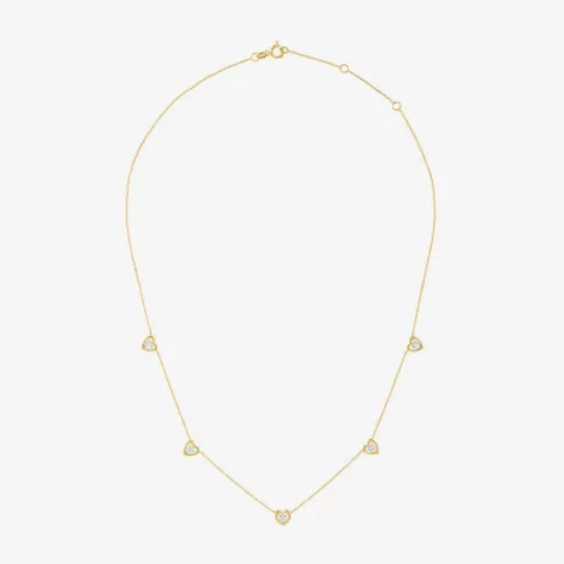 (G-H / Si2-I1) Womens 1/3 CT. T.W. Lab Grown White Diamond 10K Gold Heart 18 Inch Pendant Necklace