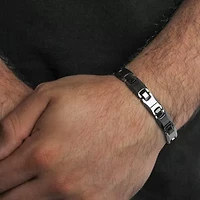 Mens Tungsten Solid Round 9 Inch Link Bracelet