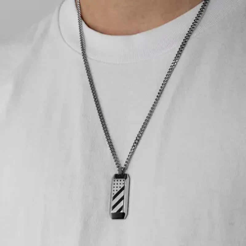 Mens Stainless Steel Rectangular Pendant