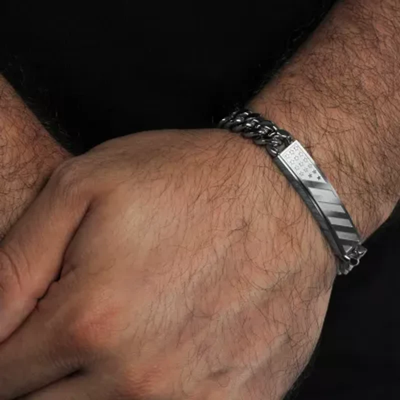 Mens Stainless Steel Solid Link Bracelet