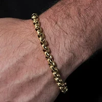 Mens Stainless Steel Solid 8 1/2 Inch Link Bracelet