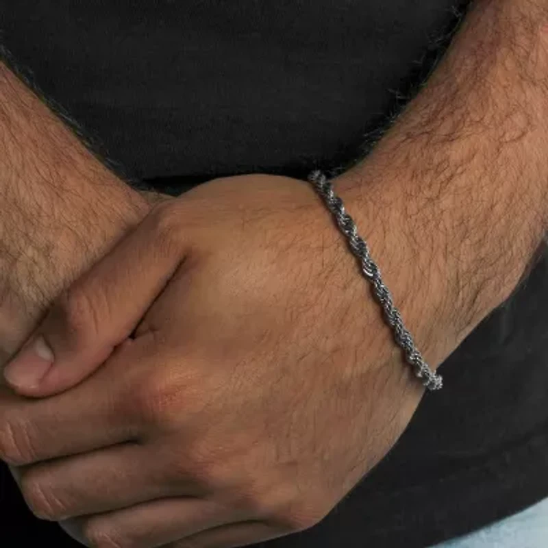 Mens Stainless Steel Solid 8 1/2 Inch Link Bracelet