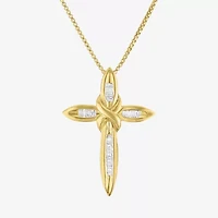1/10Cttw Diamond Sterling Silver Cross Pendant