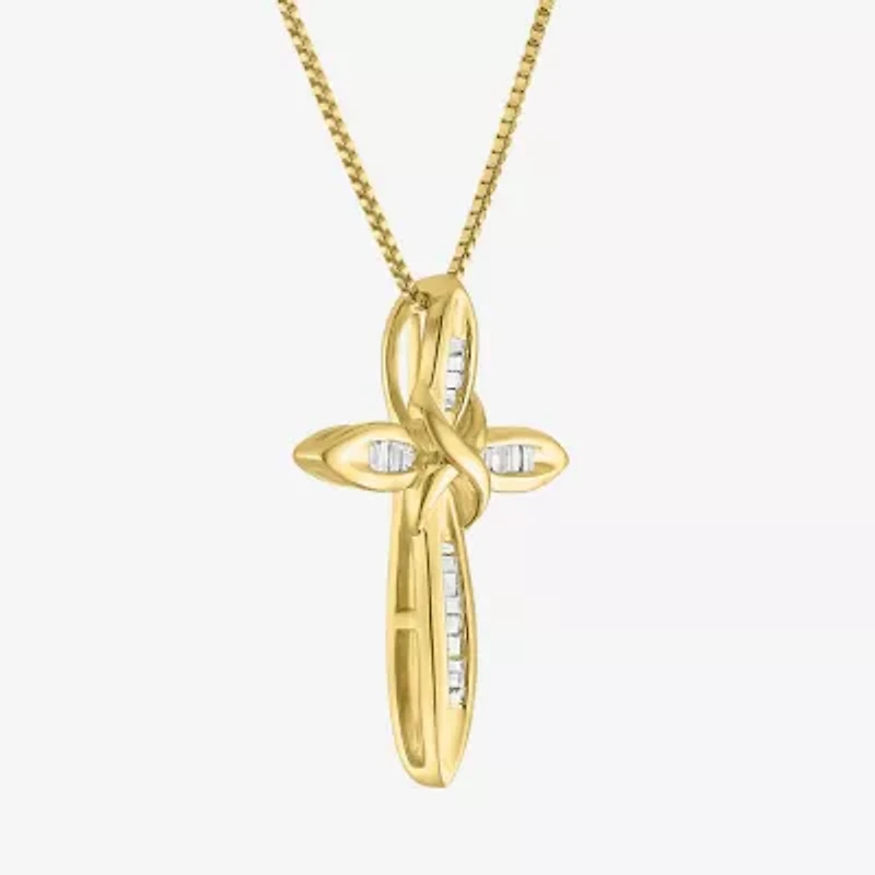 1/10Cttw Diamond Sterling Silver Cross Pendant