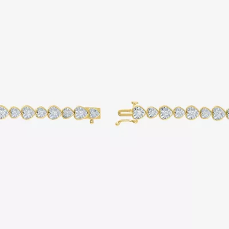 (G-H / I1-I2) Womens 1/2 CT. T.W. Lab Grown White Diamond Sterling Silver Heart 7.25 Inch Tennis Bracelet