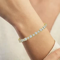 (G-H / I1-I2) Womens 1/2 CT. T.W. Lab Grown White Diamond Sterling Silver Heart 7.25 Inch Tennis Bracelet